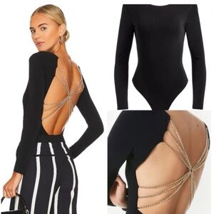 Alice + Olivia Marcella Chain Back Bodysuit Size XS
